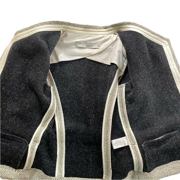 IRO Paris Sz 8 Wool Blend Leather Trim Cream Black - Picture 7 of 10